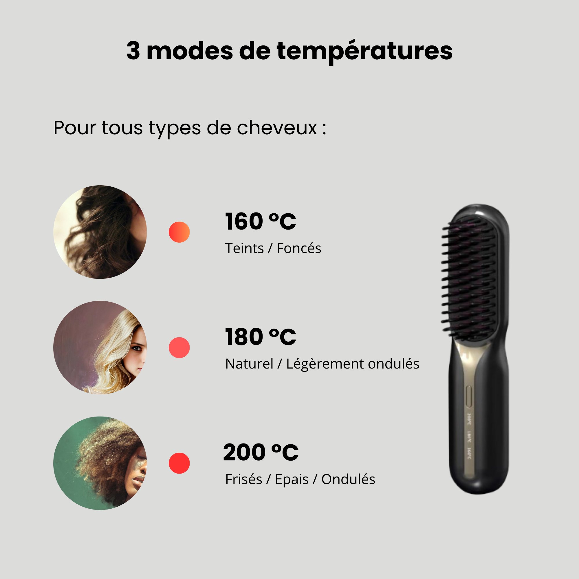 NomadBrush Pro™ - Brosse Lissante Chauffante Sans Fil